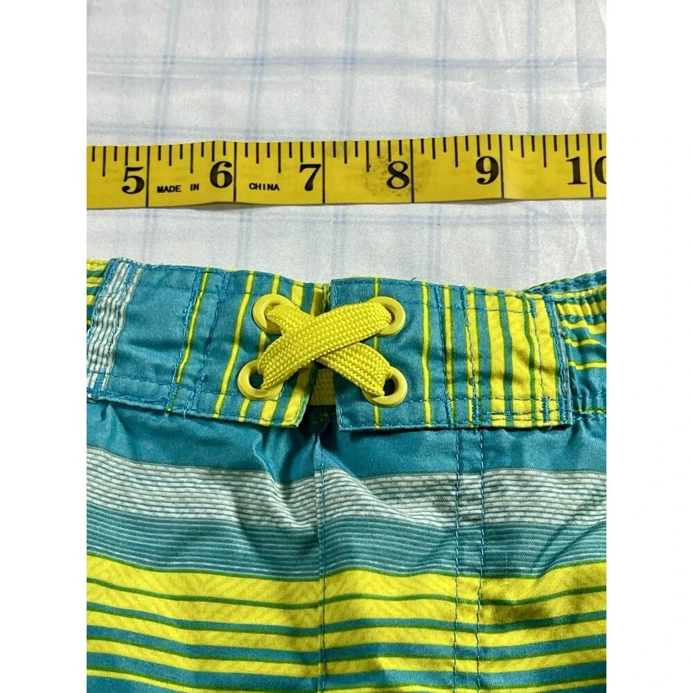 Highland Outfitters Boys Swim Trunks Board Shorts Blue Green Striped Size 10/12